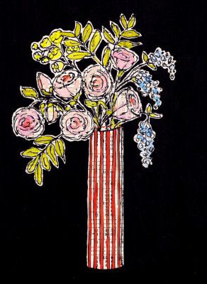 Rose still life, bouquet with slender vase