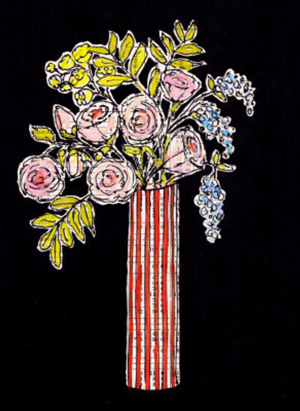 Rose still life, bouquet with slender vase