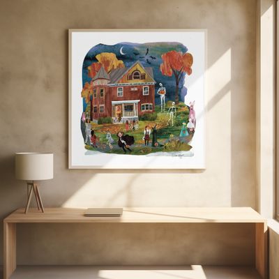 Halloween Night, Whimsical Art, Fun Seasonal Playful illustration