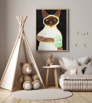 coffee cat 2 Siamese