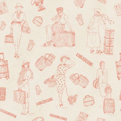 Vintage Ladies Traveling - Vintage Travel Stories - Pink - Pattern