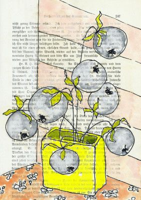 Small vase with heavy berry branches