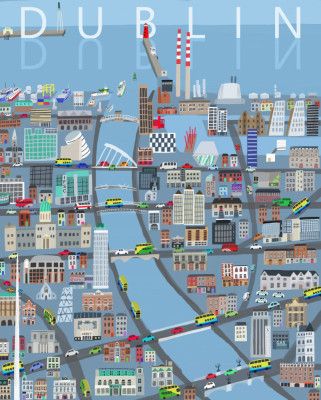 Illustrated View of Dublin City, Ireland by Artist Carla Daly