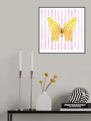 Yellow Butterfly with Pink and Purple Spots