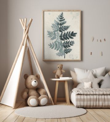 Teal watercolor fern 2