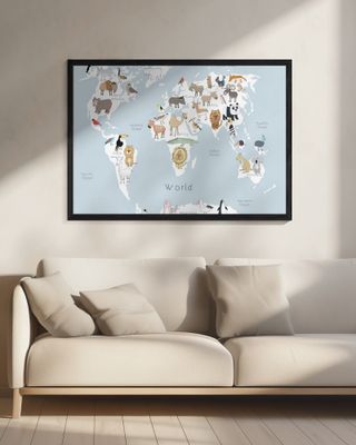Illustrated Map of the World with Cute Animals