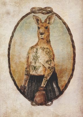 Tattooed Kangaroo In A Boxing Pose