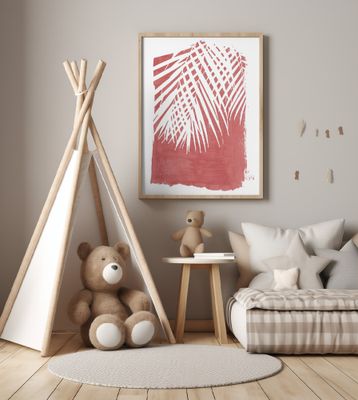 Red Palm Leaves Silhouette