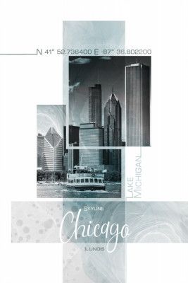Poster Art CHICAGO Skyline | turquoise marble