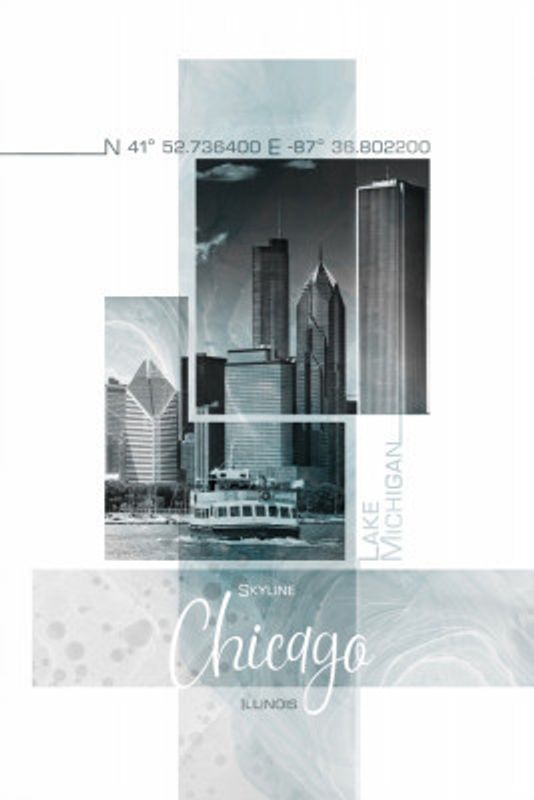 Poster Art CHICAGO Skyline | turquoise marble