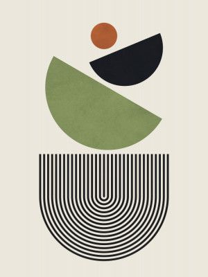 Geometric Shapes in Green Black and Orange