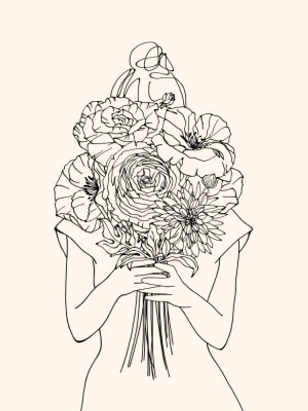 Girl With Flower Bouquet