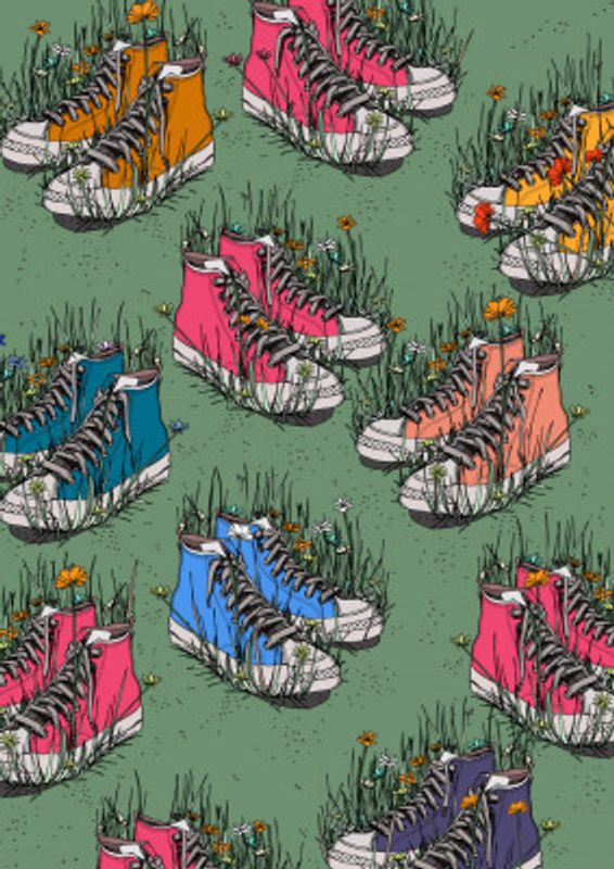 Colorful Sneakers In the Meadow