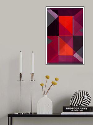 Geometric Composition With Bold Red And Purple Hues