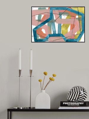Blue &amp; Pink Abstract Lines Art Print