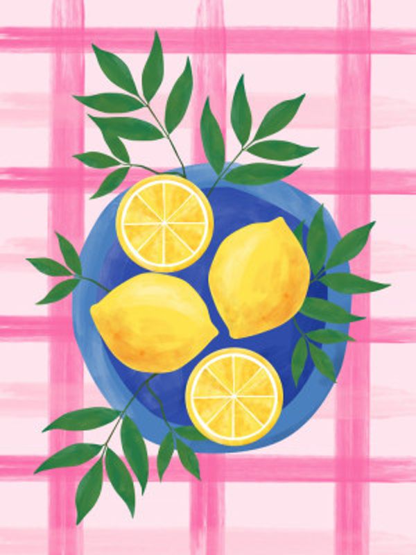 Lemons on a Blue Plate