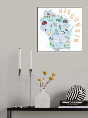 Wisconsin State Illustrated by Map Artist Carla Daly