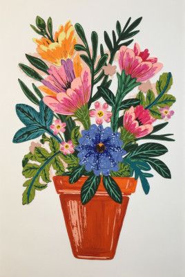 Potted Florals Colorful Flowers