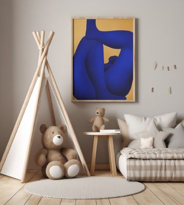 Human Blue Figure Nude Abstract