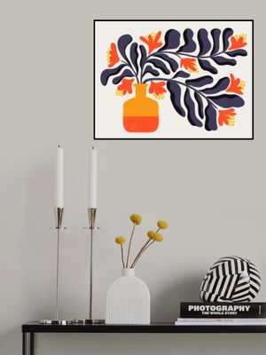 Vibrant Orange Flowers In A Stylized Vase