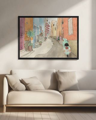 Green Scooter In Narrow Mediterranean Street