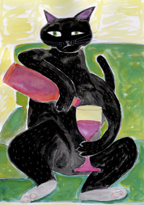 Big Black Cat Wining Down