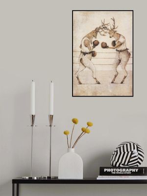 Deer Fight Vintage Style