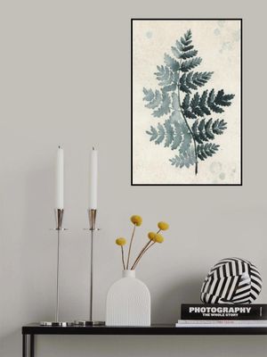 Teal watercolor fern 2