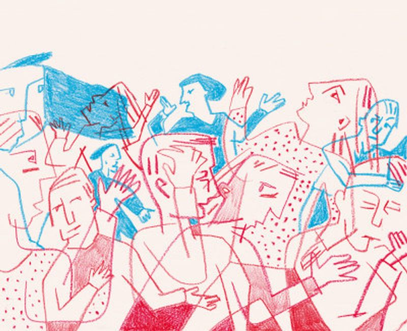 Expressive Figures in Red and Blue