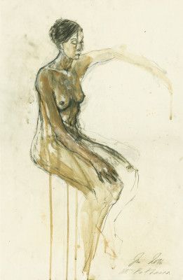 Nude Woman Figure Sketch in a Seated Pose