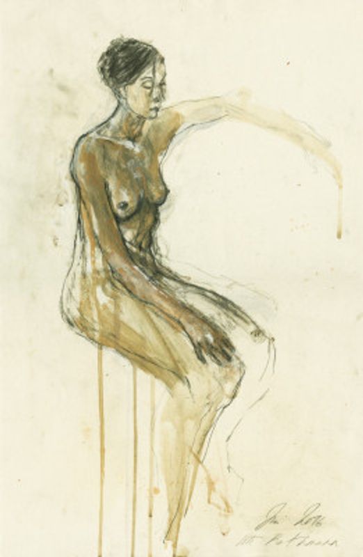 Nude Woman Figure Sketch in a Seated Pose