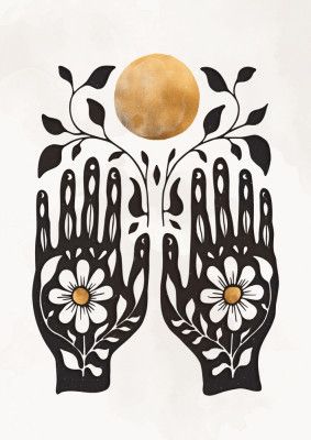 Black Hands with Botanical Elements
