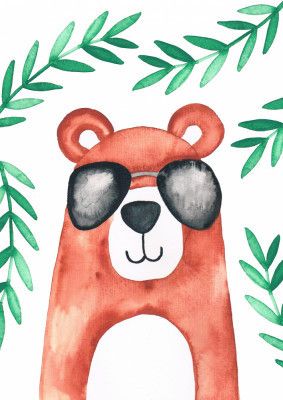 Summer Bear in Watercolor
