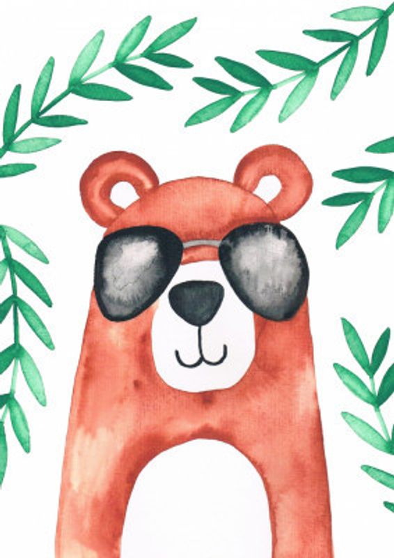 Summer Bear in Watercolor