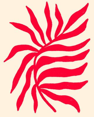 Red Silhouette Textured Branch