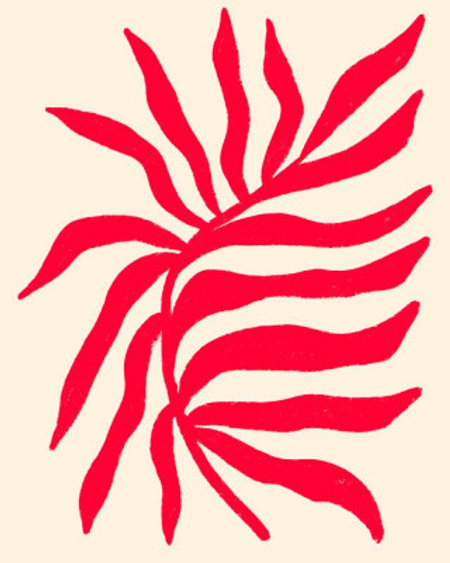 Red Silhouette Textured Branch