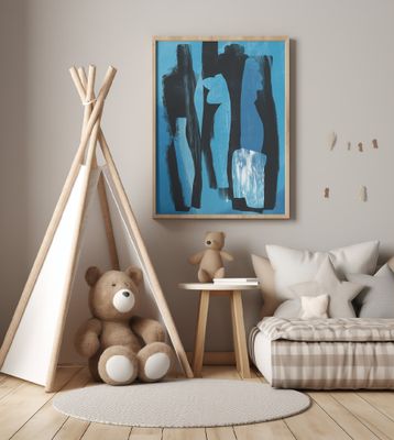 Silhouetted Vases in Blue