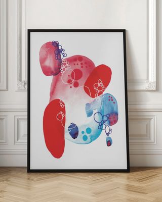Red Blue Watercolor Abstract