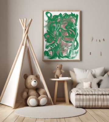 Chaos green large abstract