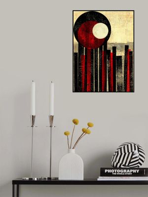 Bold Black Red White Circle and Lines