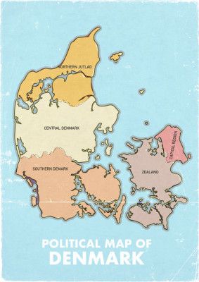 Vintage Denmark Political Map