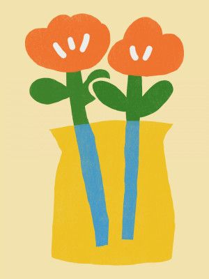 Two Stylized Orange Flowers