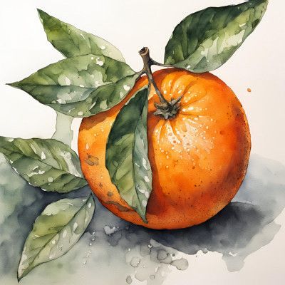 Orange, Aquarell, Ink