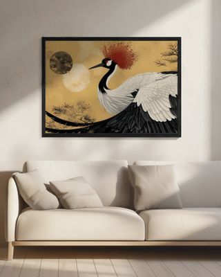 Abstract red-crowned crane