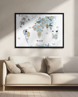 Illustrated Map of the World with Cute Animals