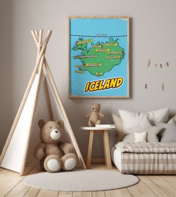 Iceland Pop Art Map