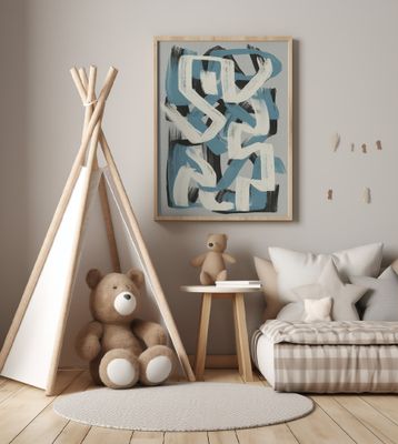 Dry brush abstract in grey and blue