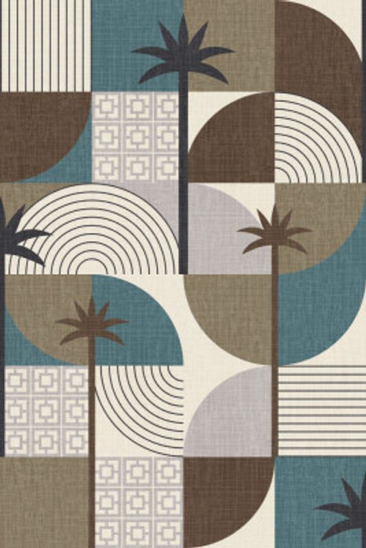 Palm Springs Desert Shapes and Palms Khaki Teal