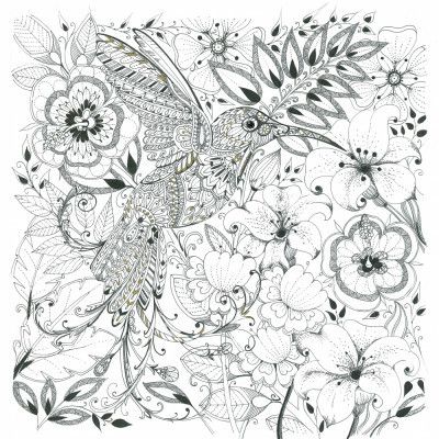 Hummingbird and Flowers