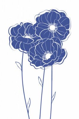 Blue Flowers With Intricate Line